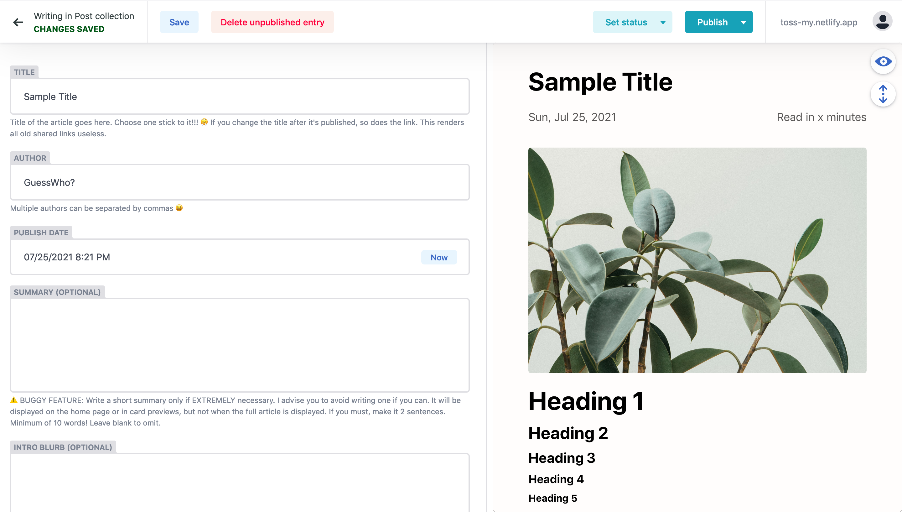 Screenshot of Netlify CMS
