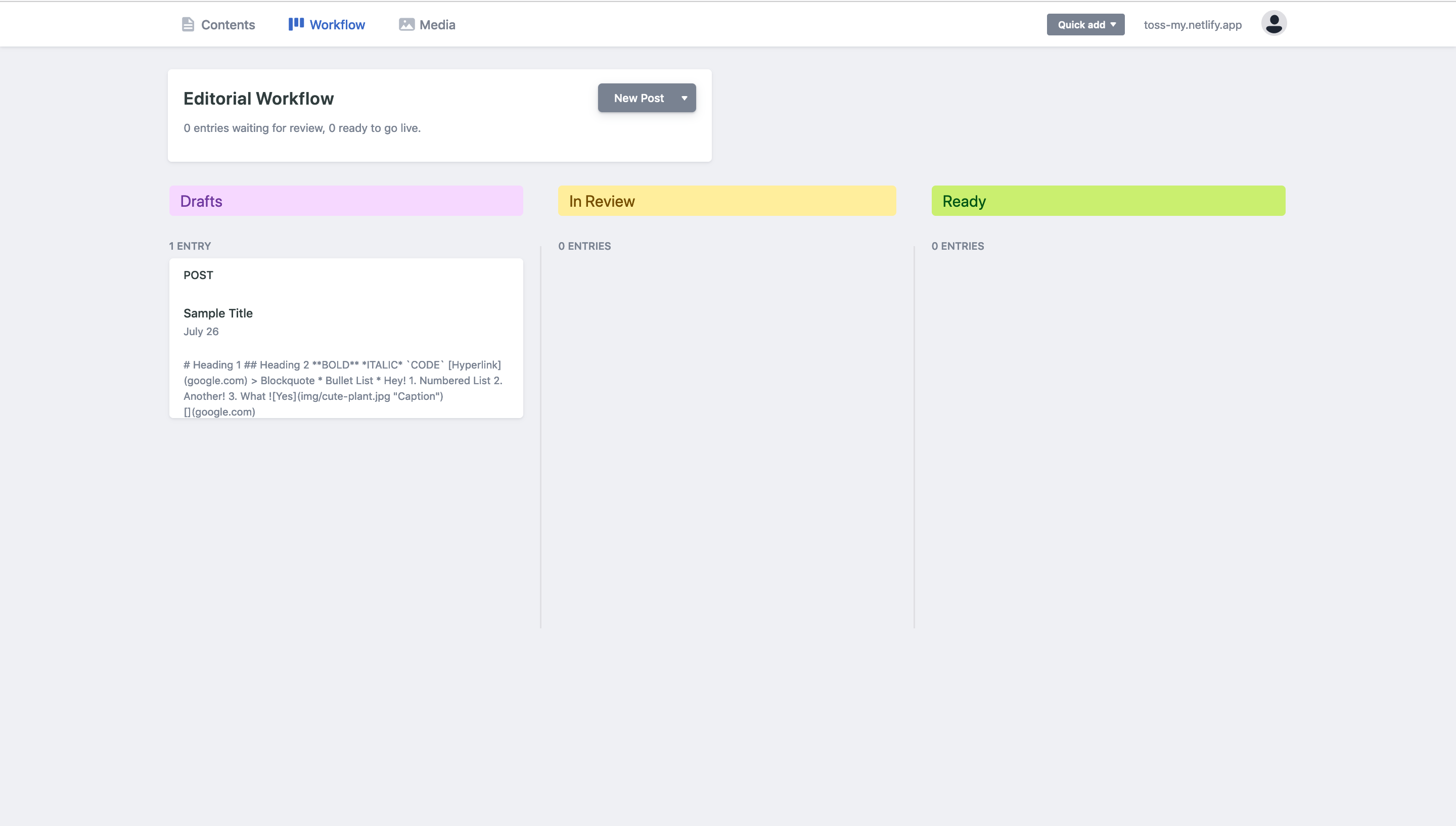 Screenshot of Netlify CMS