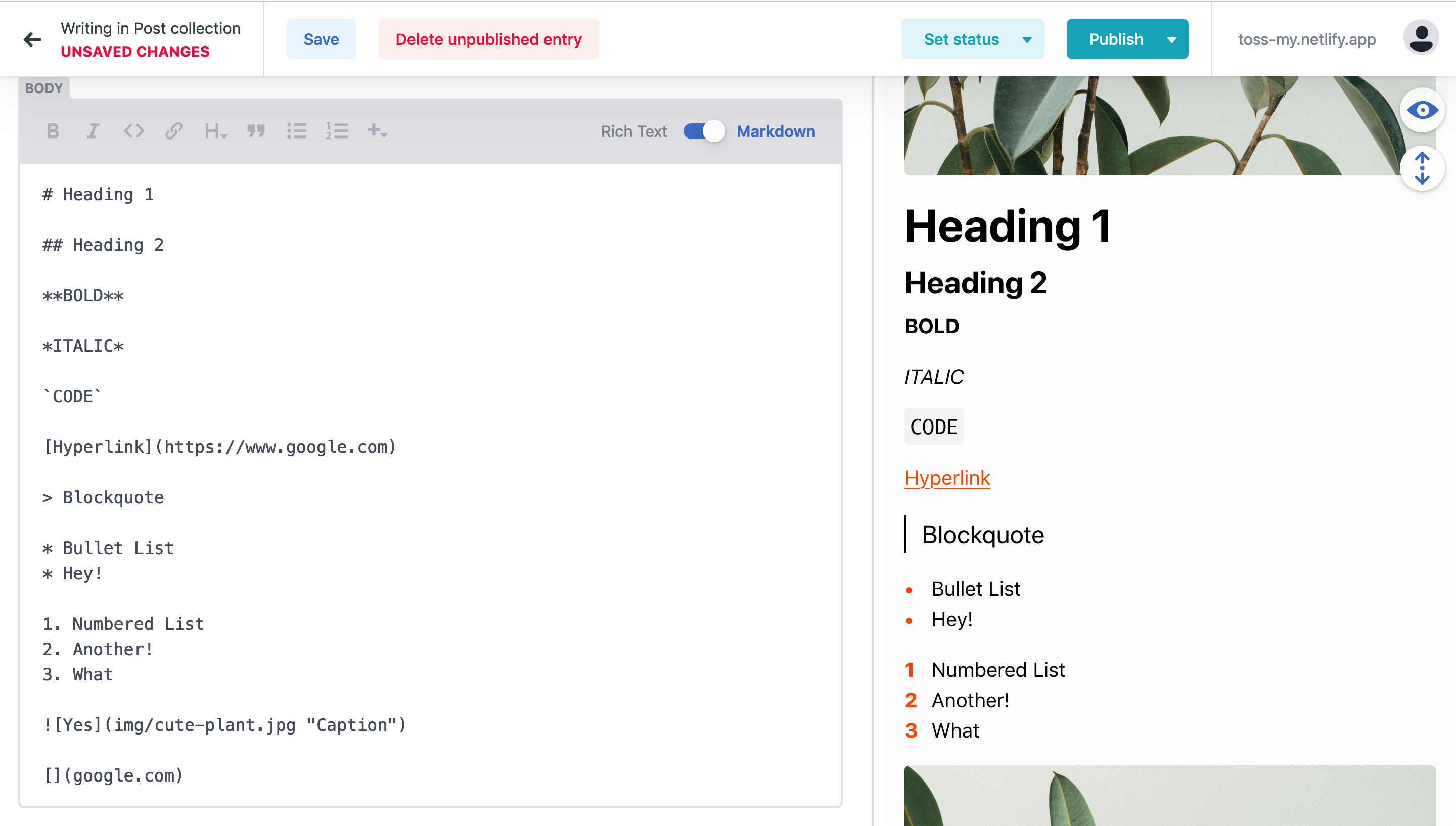 Screenshot of Netlify CMS